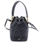 Fendi Montresor Mini Shoulder Bag Drawstring Black Leather Gold