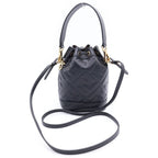 Fendi Montresor Mini Shoulder Bag Drawstring Black Leather Gold — view 2