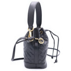 Fendi Montresor Mini Shoulder Bag Drawstring Black Leather Gold — view 3