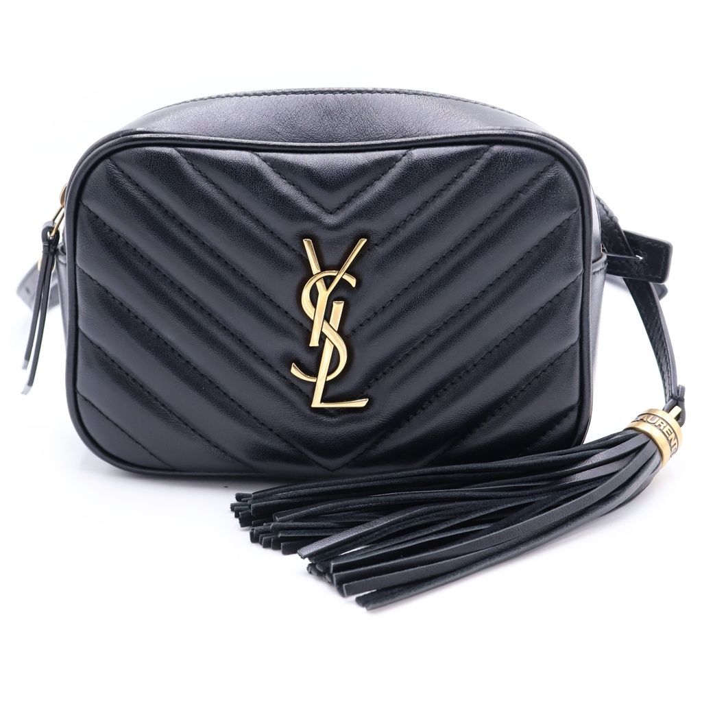 Saint Laurent Paris Lu Mini Fringe Mini Shoulder Bag Black Leather Gold
