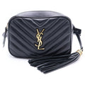 Saint Laurent Paris Lu Mini Fringe Mini Shoulder Bag Black Leather Gold