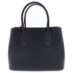 Prada Double Saffiano Leather Midi Handbag Black Gold — view 2