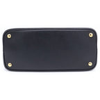 Prada Double Saffiano Leather Midi Handbag Black Gold — view 4
