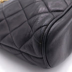Chanel Quilted Chain Shoulder Bag Black Lambskin Gold — view 6