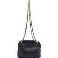 Chanel Quilted Chain Shoulder Bag Black Lambskin Gold