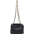 Chanel Quilted Chain Shoulder Bag Black Lambskin Gold