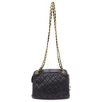 Chanel Quilted Chain Shoulder Bag Black Lambskin Gold — view 2