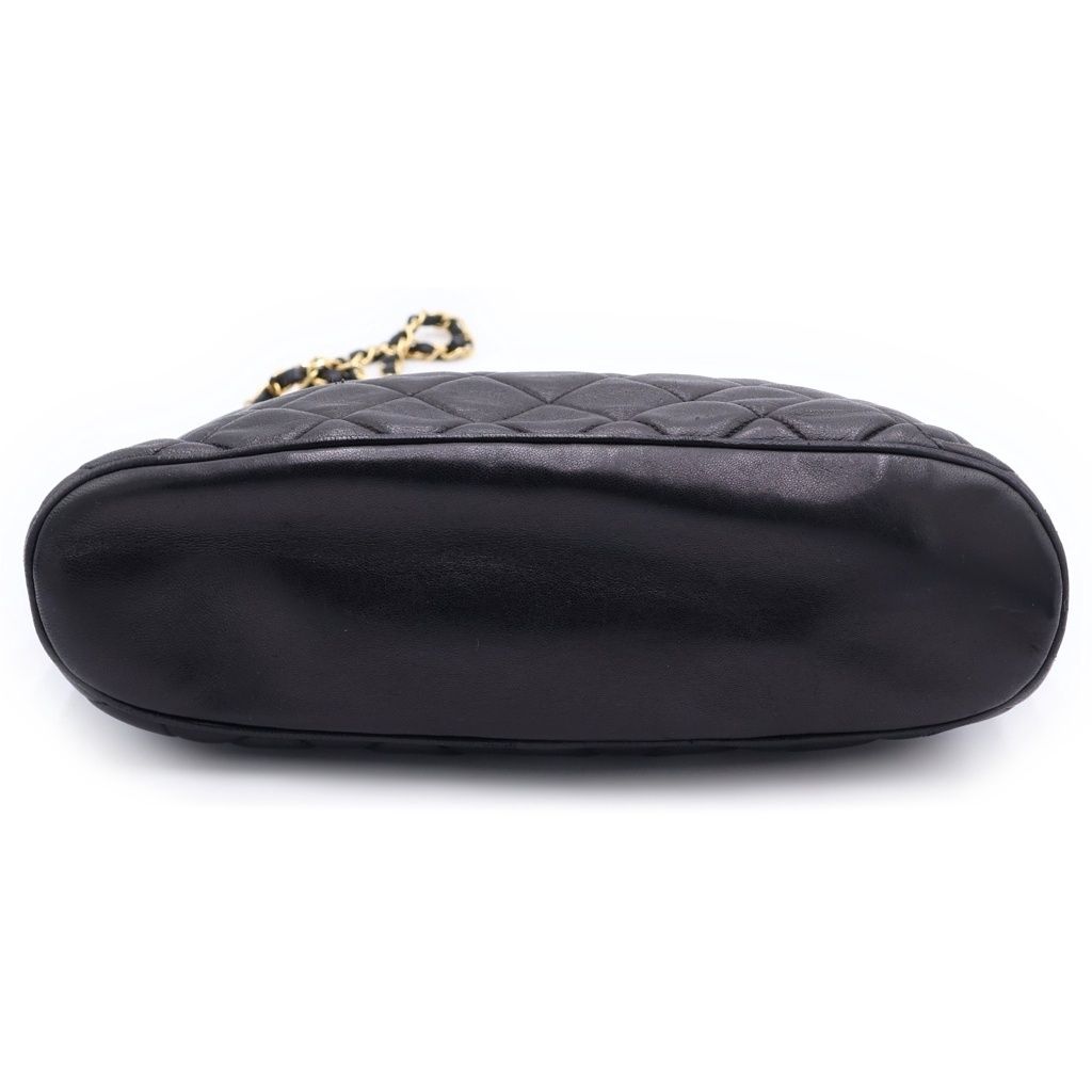 Chanel Quilted Chain Shoulder Bag Black Lambskin Gold — view 4