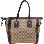 Gucci GG Canvas 2-Way Shoulder Bag Tote Brown Leather Gold — view 2