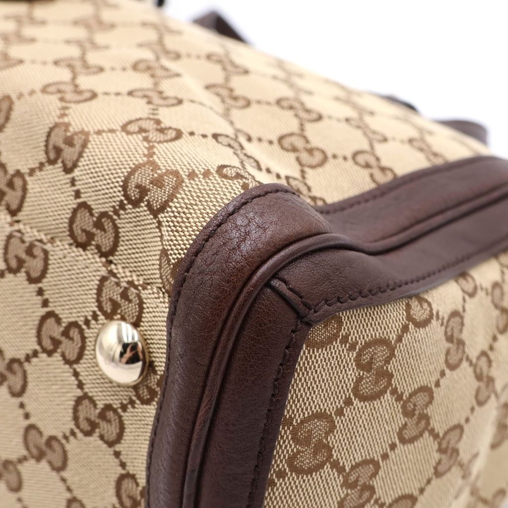 Gucci GG Canvas 2-Way Shoulder Bag Tote Brown Leather Gold — view 5