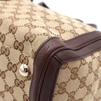 Gucci GG Canvas 2-Way Shoulder Bag Tote Brown Leather Gold — view 5