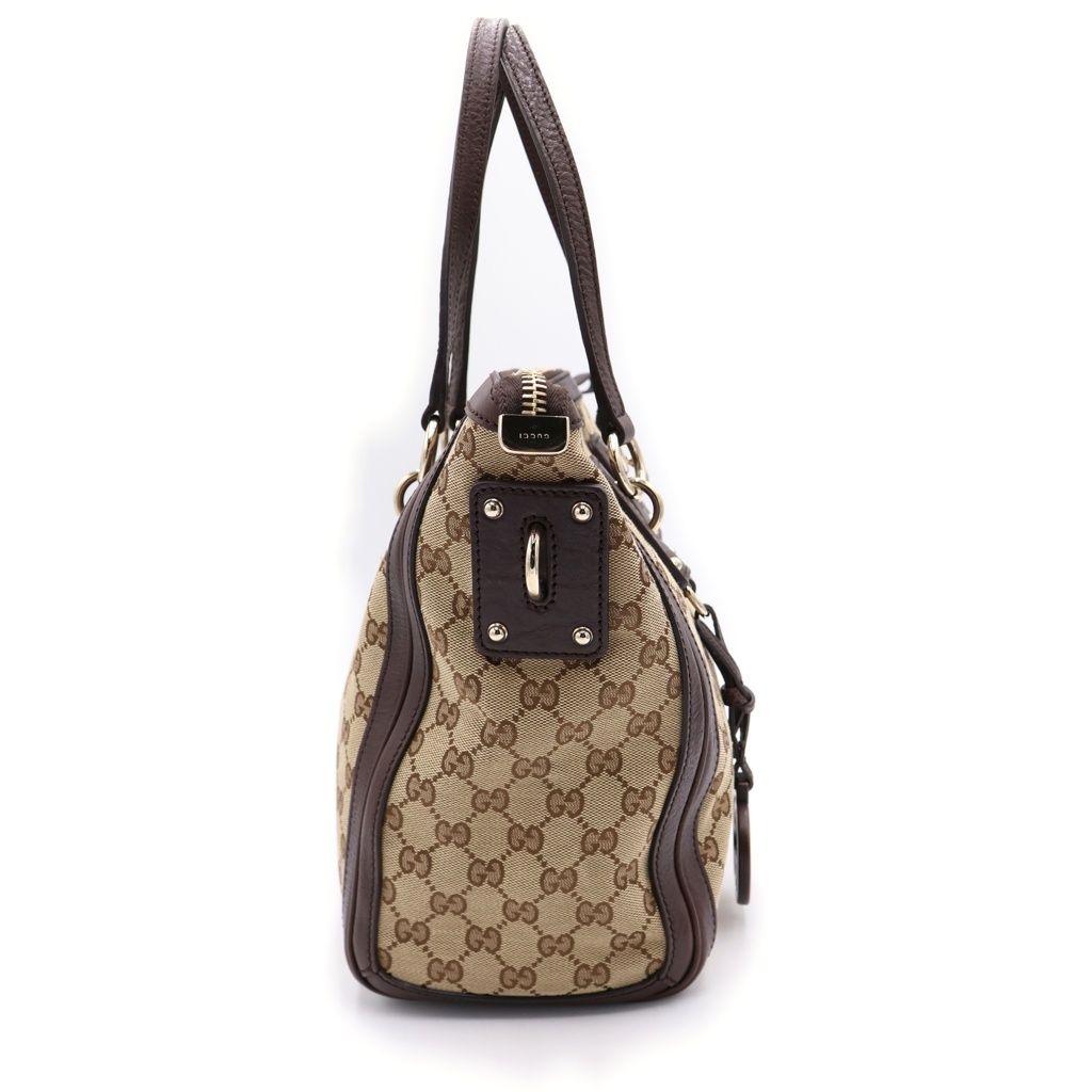 Gucci GG Canvas 2-Way Shoulder Bag Tote Brown Leather Gold — view 3