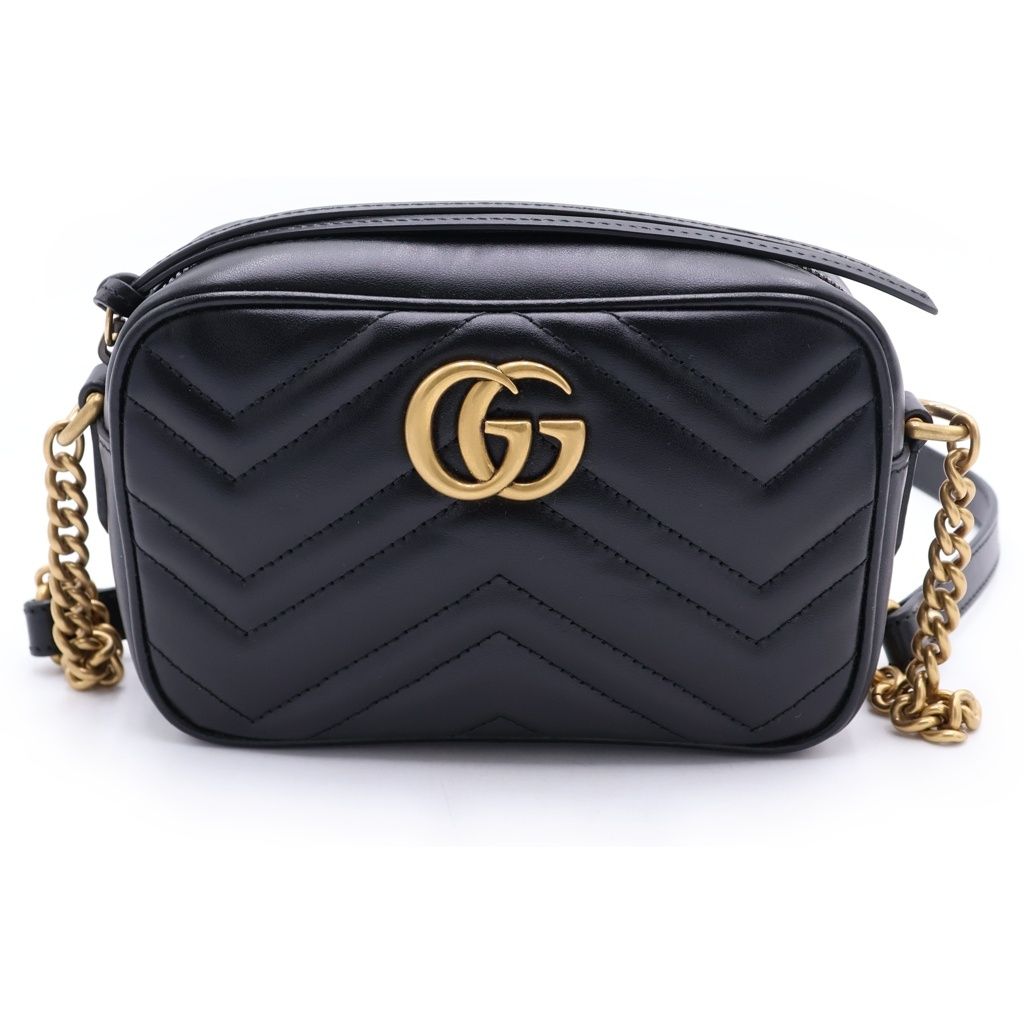 Gucci GG Marmont Quilting Shoulder Bag Quilted Leather Black