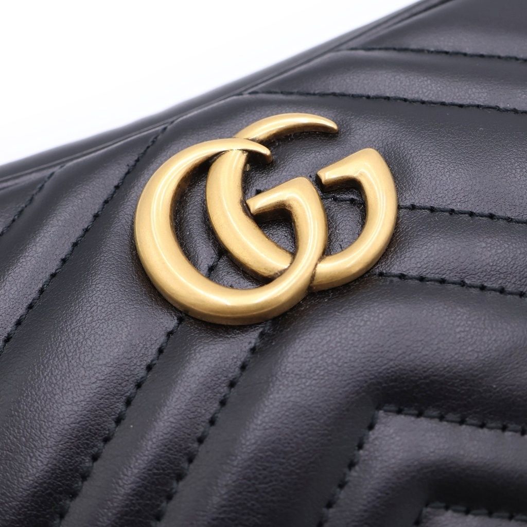 Gucci GG Marmont Quilting Shoulder Bag Quilted Leather Black — view 6