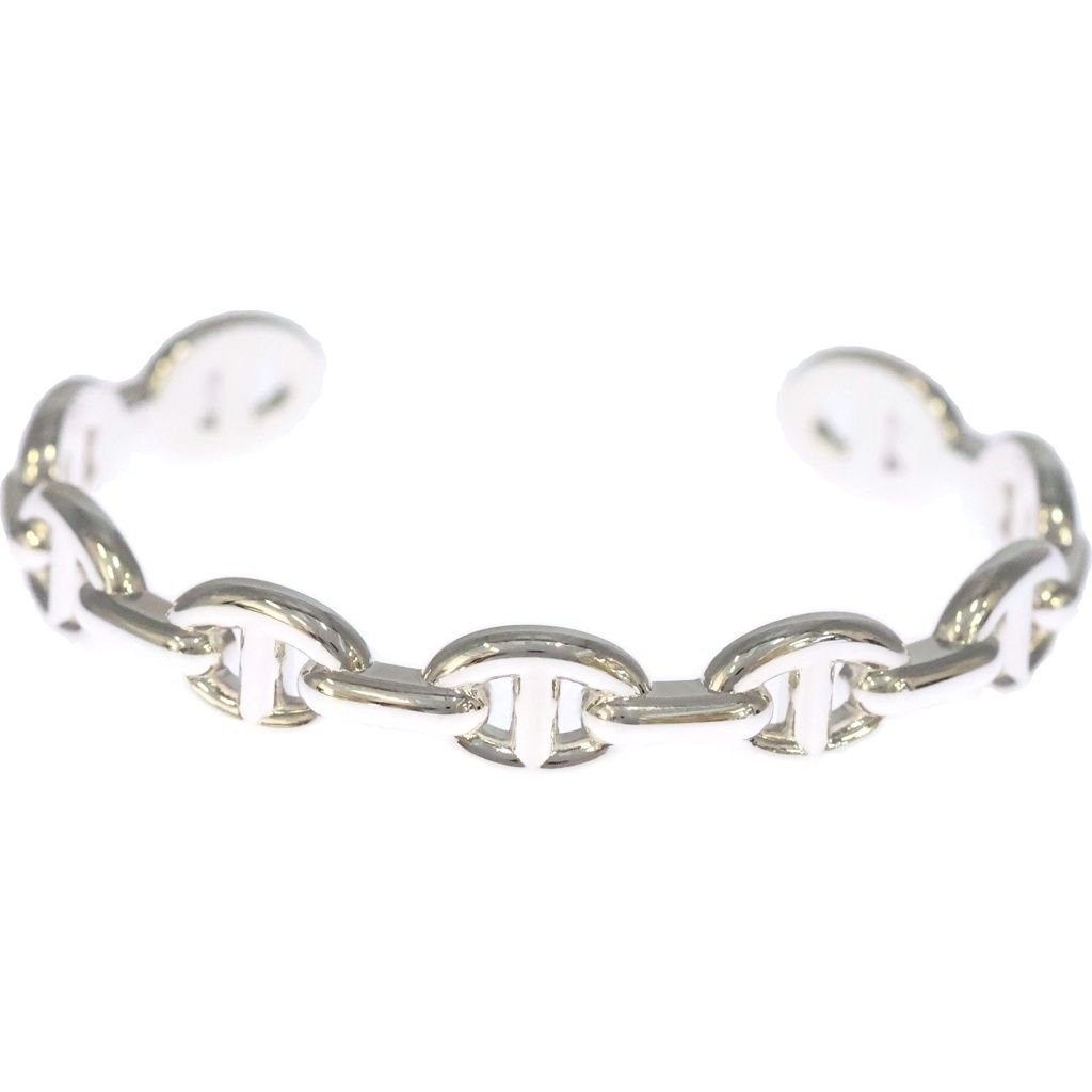 Hermes Chaine D'ancre Enchainee Bangle Blurscuffs Cut Silver Bracelet — view 4