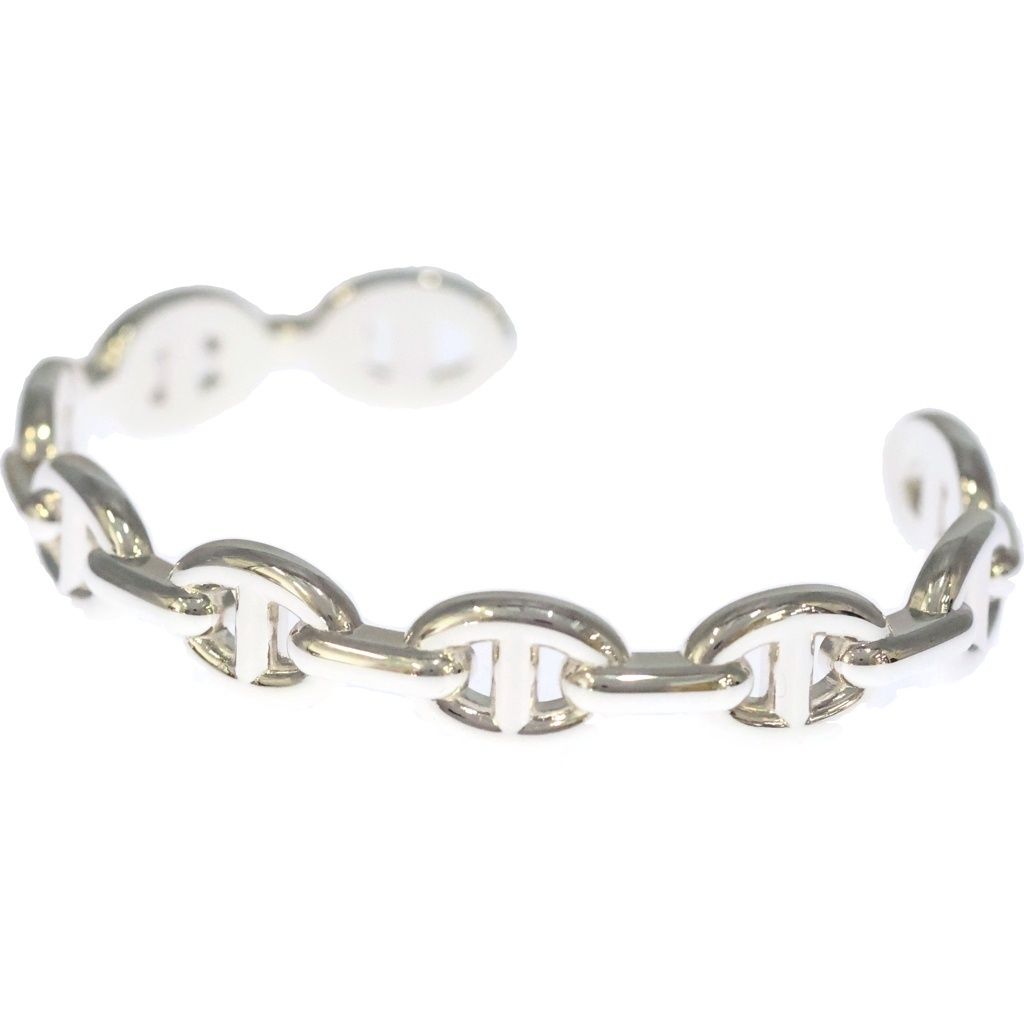 Hermes Chaine D'ancre Enchainee Bangle Blurscuffs Cut Silver Bracelet