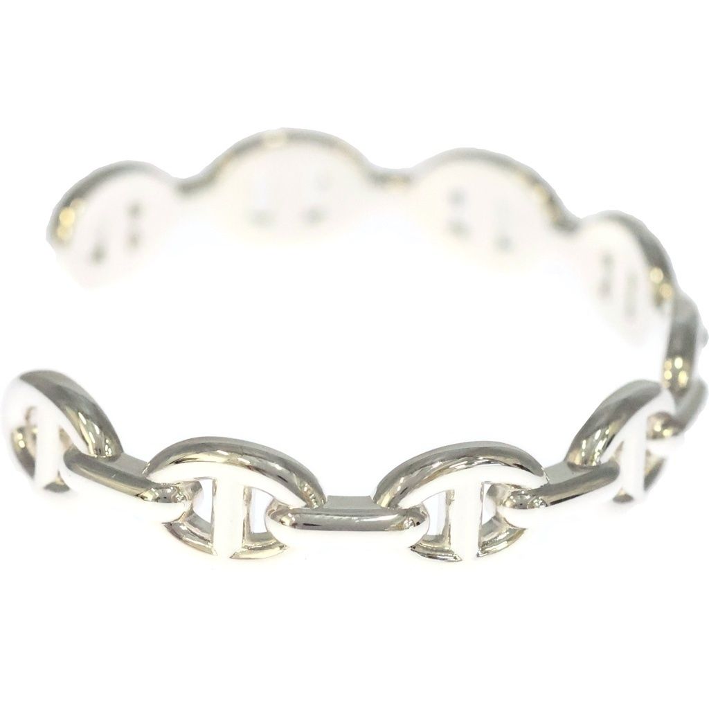 Hermes Chaine D'ancre Enchainee Bangle Blurscuffs Cut Silver Bracelet — view 3