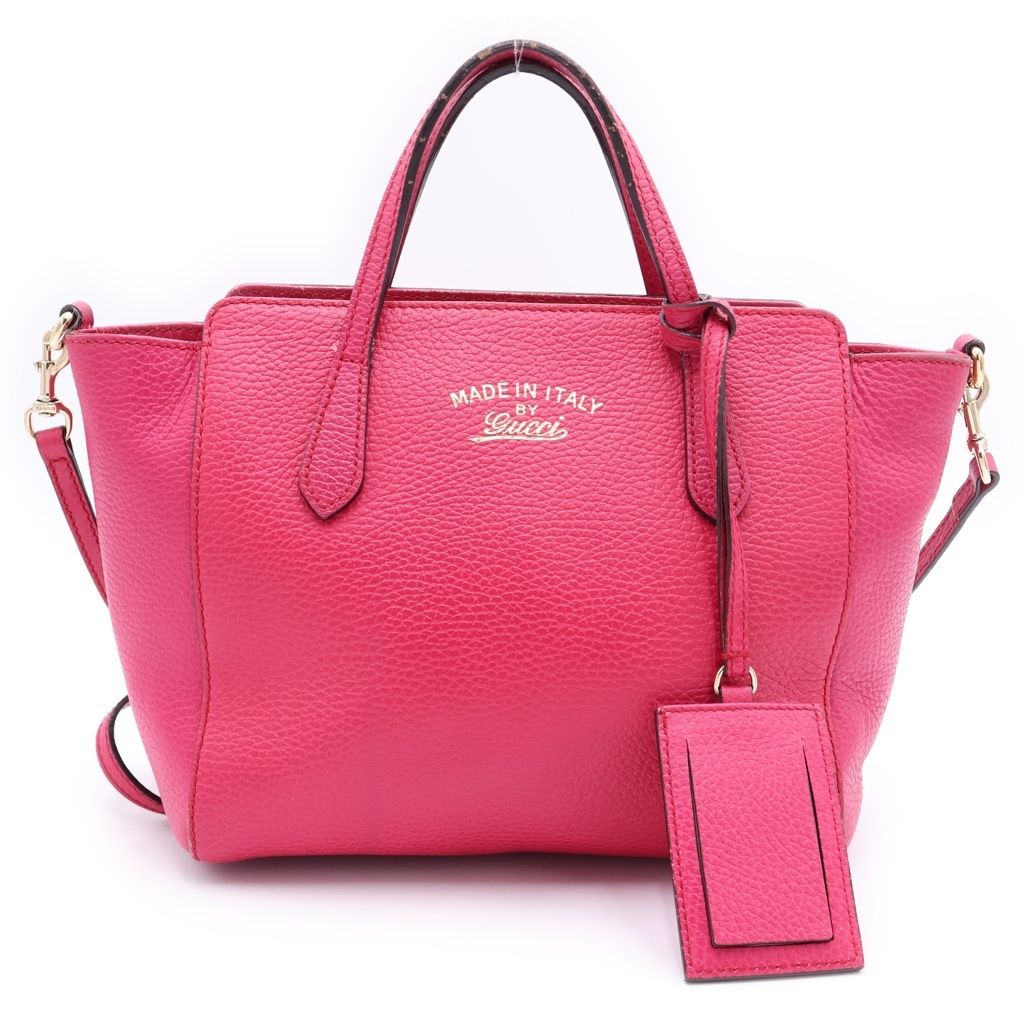 Gucci 2-Way Shoulder Bag Pink Leather Gold