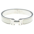 Hermes Click Blurscuffs Cut Bangle Metal Silver White Bracelet