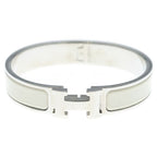 Hermes Click Blurscuffs Cut Bangle Metal Silver White Bracelet