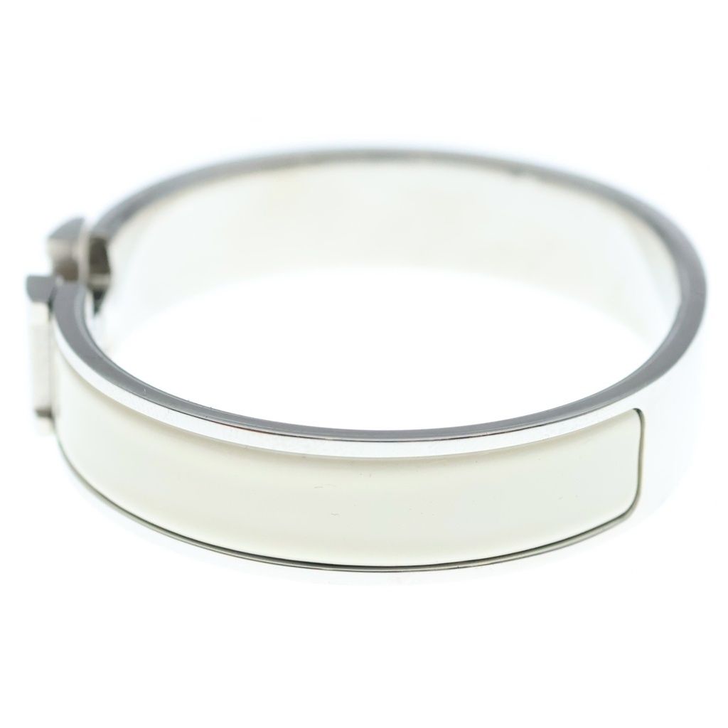 Hermes Click Blurscuffs Cut Bangle Metal Silver White Bracelet — view 4