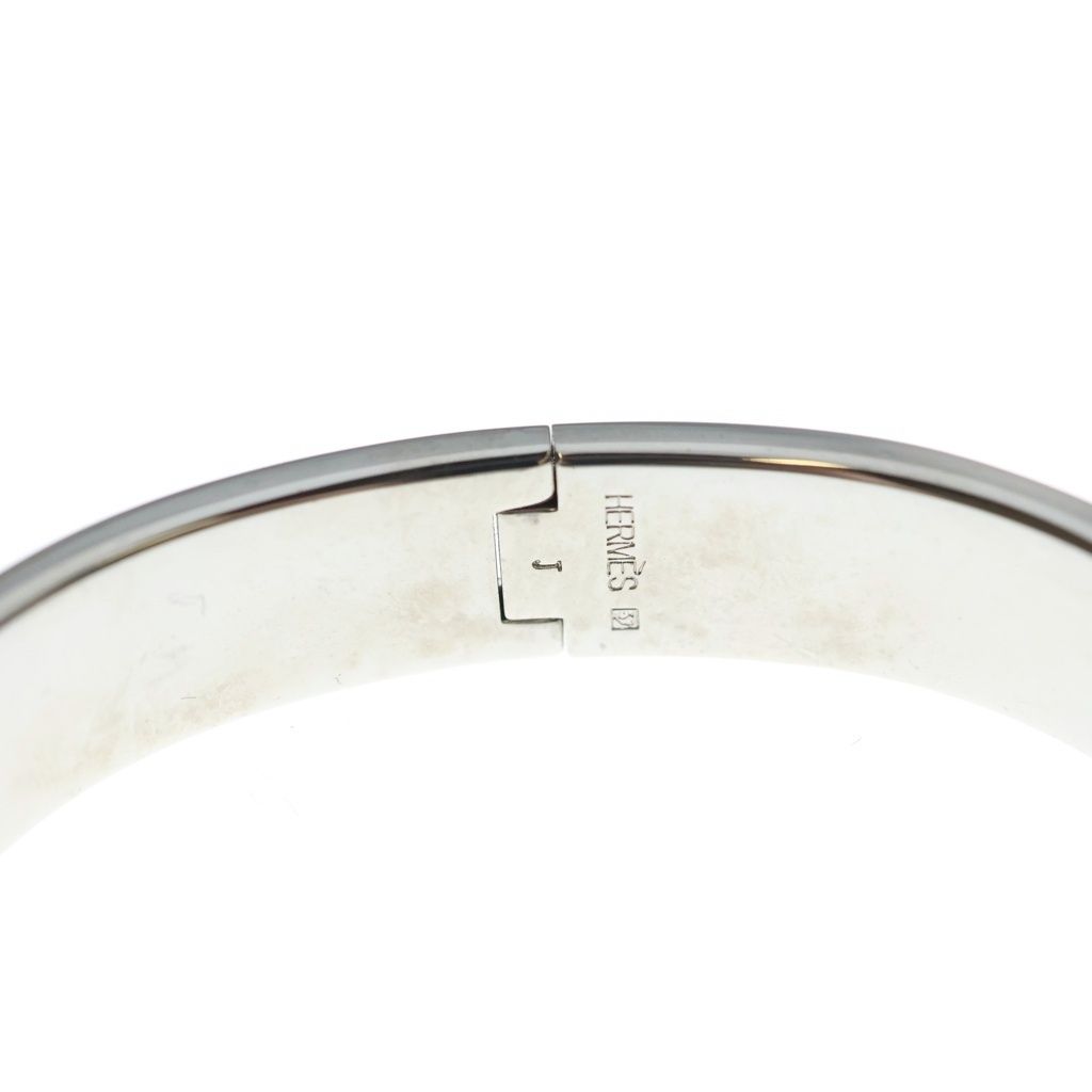Hermes Click Blurscuffs Cut Bangle Metal Silver White Bracelet — view 5