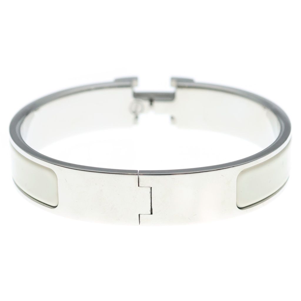 Hermes Click Blurscuffs Cut Bangle Metal Silver White Bracelet — view 2