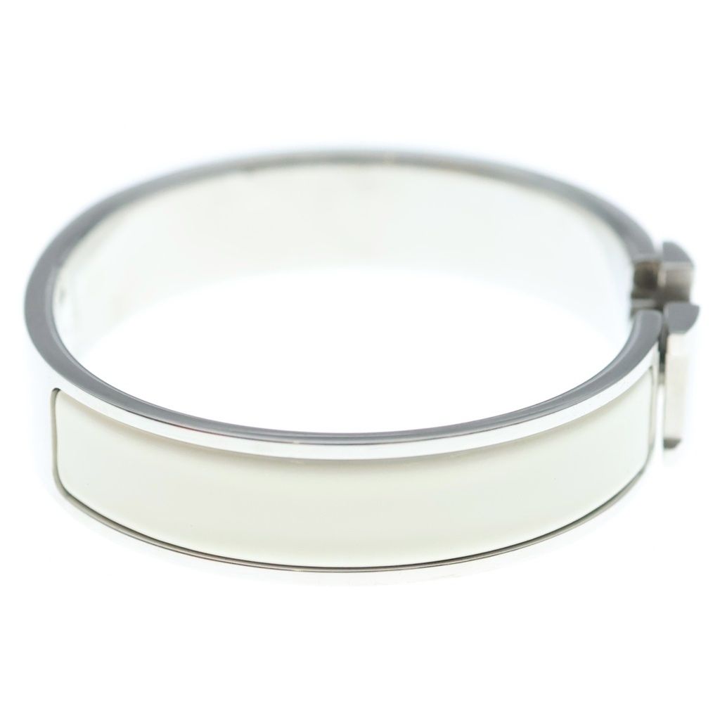 Hermes Click Blurscuffs Cut Bangle Metal Silver White Bracelet — view 3