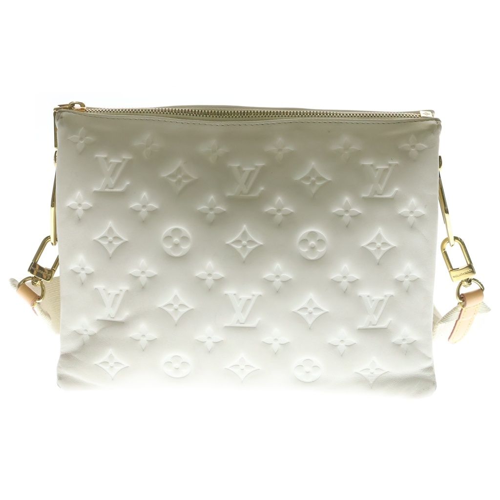Louis Vuitton Monogram Coussin PM Cream 2-Way Chain Shoulder Bag White Leather