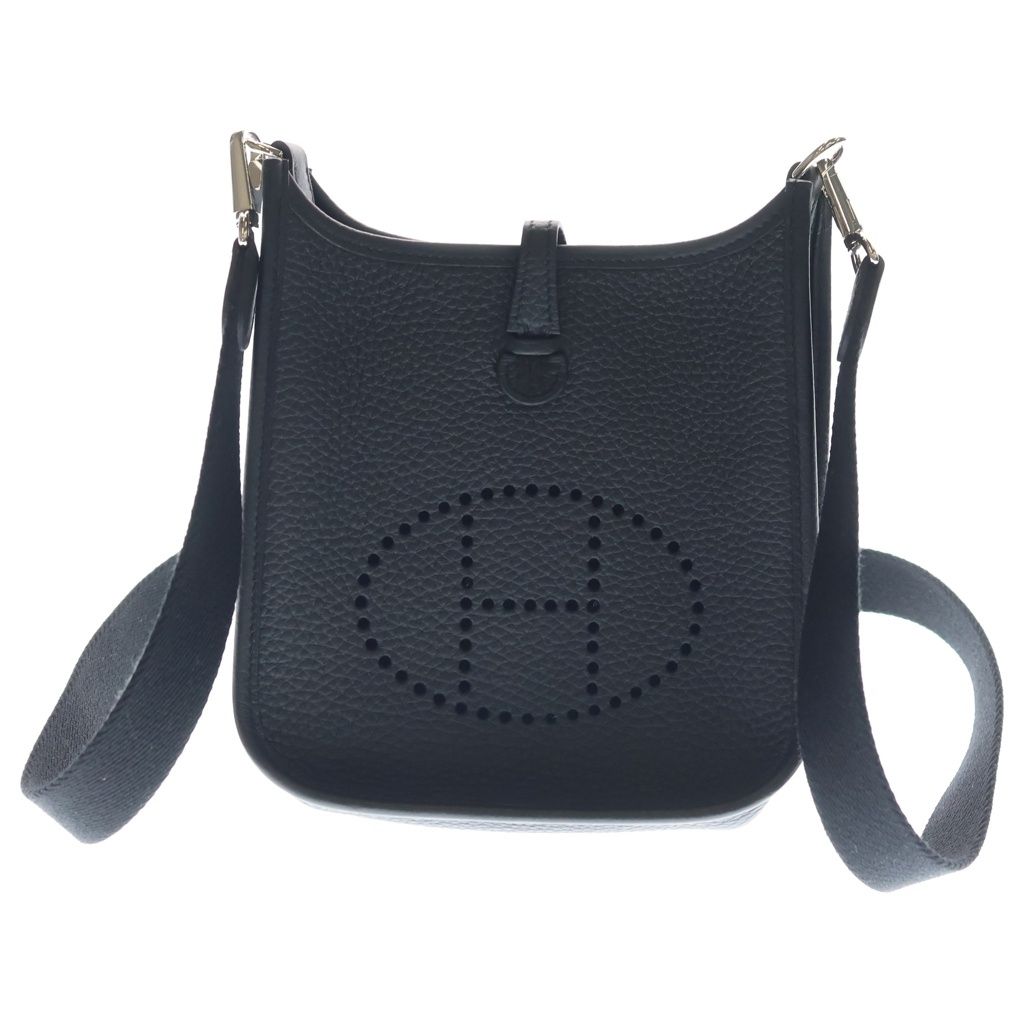 Hermes Evelyne TPM Shoulder Bag Black Taurillon Clemence Silver