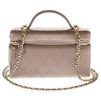 Chanel Vanity Chain Mini Shoulder Bag Pink Beige Leather Gold — view 2