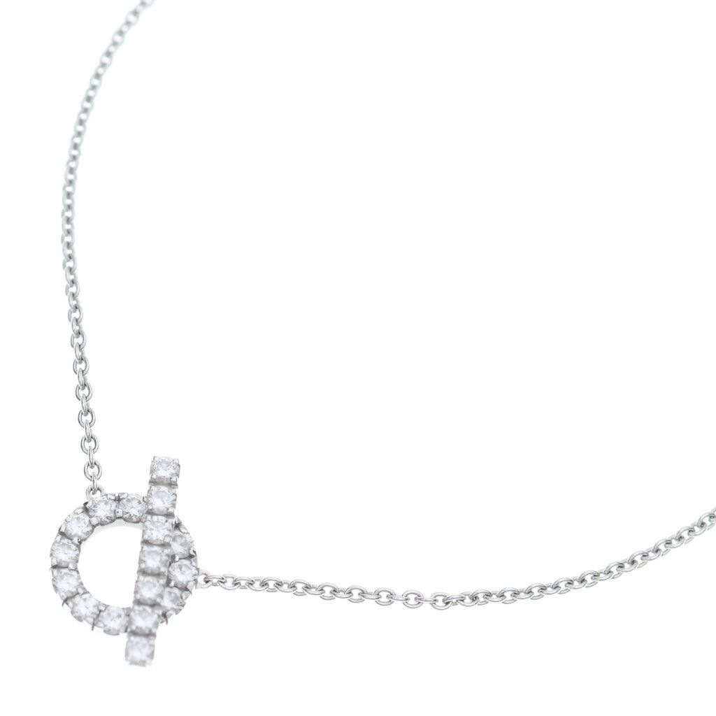 Hermes Finesse Diamond Pendant Chain White Gold WG 0.54