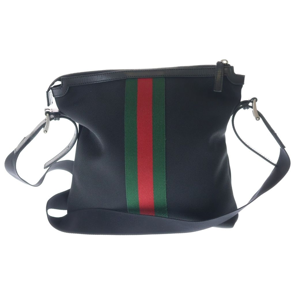 Gucci Sherry Line Shoulder Bag Black Canvas Leather Silver — view 2