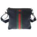 Gucci Sherry Line Shoulder Bag Black Canvas Leather Silver