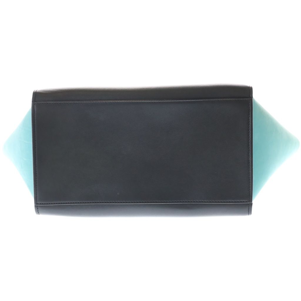 Celine Trapezoid 2-Way Shoulder Bag Brown Black Blue Leather Gold — view 4