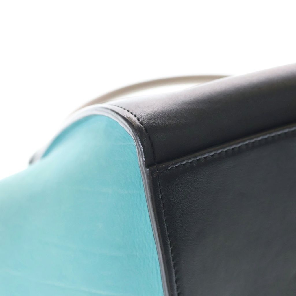 Celine Trapezoid 2-Way Shoulder Bag Brown Black Blue Leather Gold — view 5