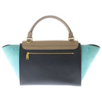 Celine Trapezoid 2-Way Shoulder Bag Brown Black Blue Leather Gold — view 2