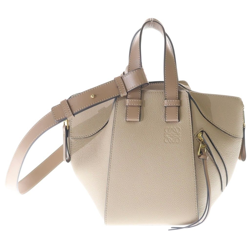 Loewe Hammock Compact 2-Way Shoulder Bag Brown Gray Ju Leather Gold