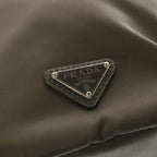Prada Re-Nylon Speedlock Pouch Drawstring Leather Khaki Silver — view 6