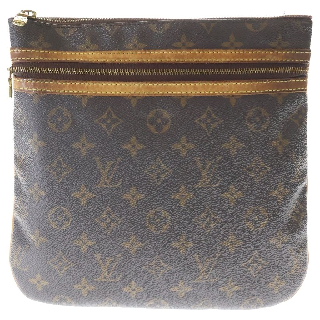Louis Vuitton Monogram Pochette Bosfall Shoulder Bag Brown Leather Gold
