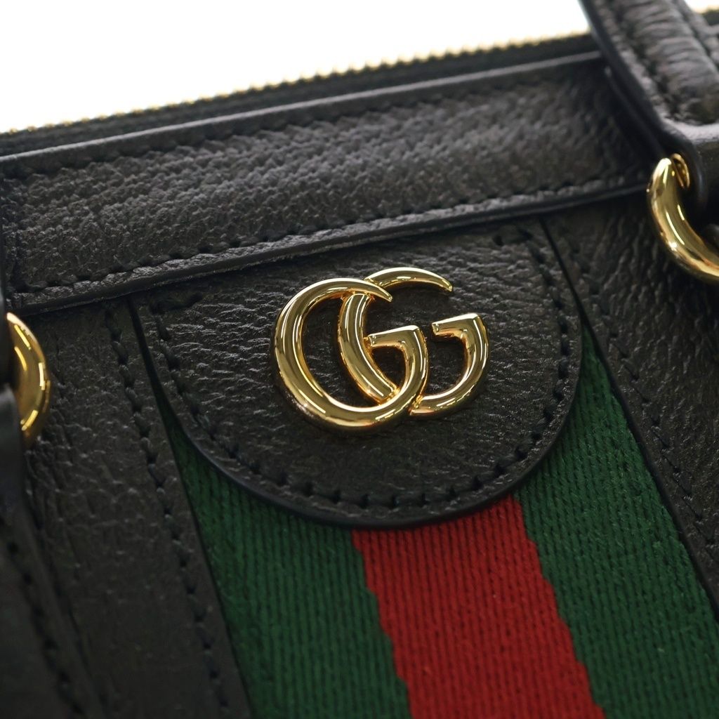 Gucci Ondia 2-Way Shoulder Bag Black Leather Gold — view 6