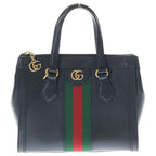 Gucci Ondia 2-Way Shoulder Bag Black Leather Gold