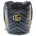 Gucci GG Marmont Shoulder Bag Chain Black Small Leather Gold