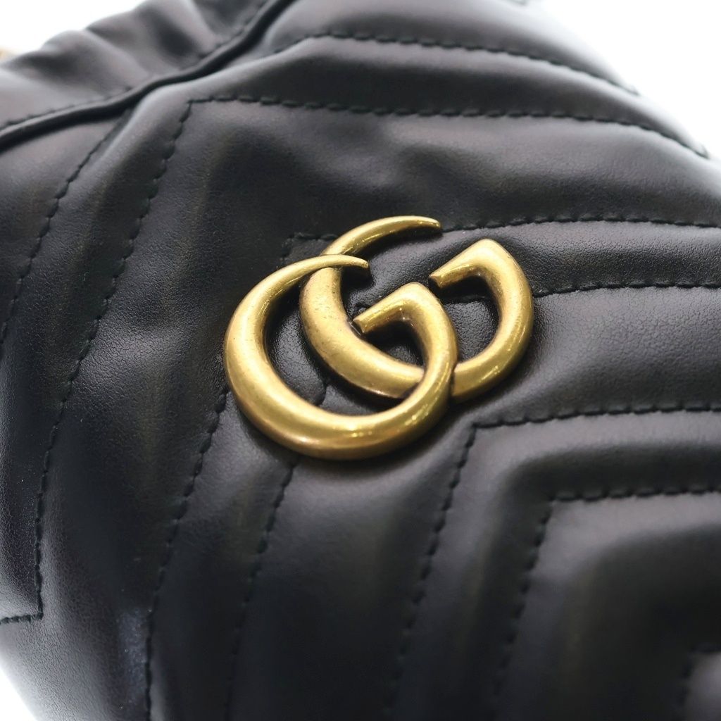 Gucci GG Marmont Shoulder Bag Chain Black Small Leather Gold — view 6