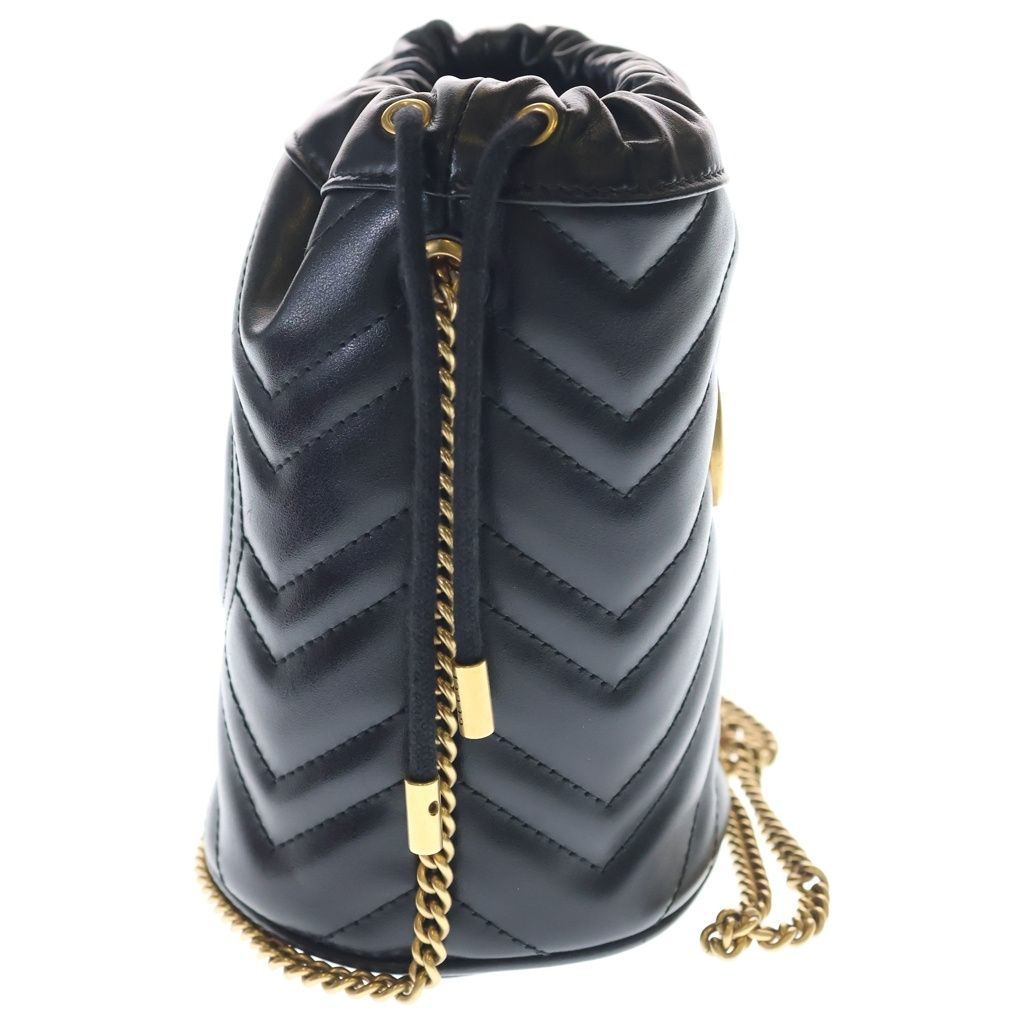 Gucci GG Marmont Shoulder Bag Chain Black Small Leather Gold — view 3
