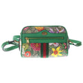 Gucci GG Flora Shoulder Bag Beige Green Leather Gold