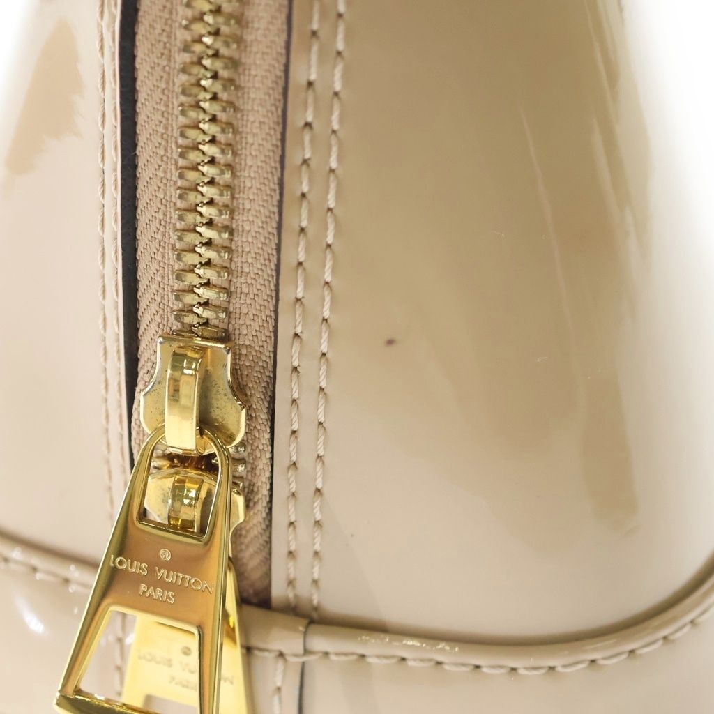 Louis Vuitton Alma Shoulder Bag Beige Brown Leather Patent Gold — view 7