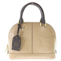 Louis Vuitton Alma Shoulder Bag Beige Brown Leather Patent Gold