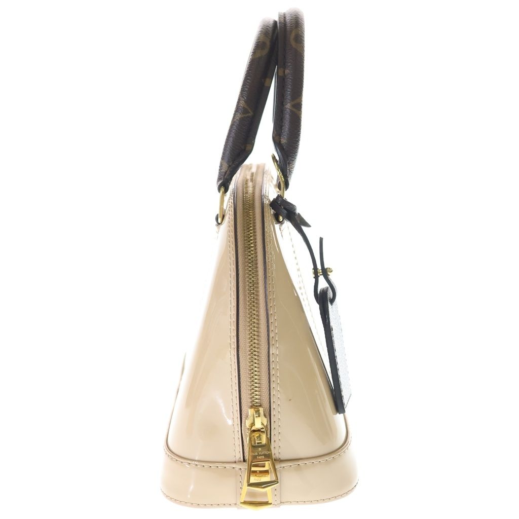 Louis Vuitton Alma Shoulder Bag Beige Brown Leather Patent Gold — view 3