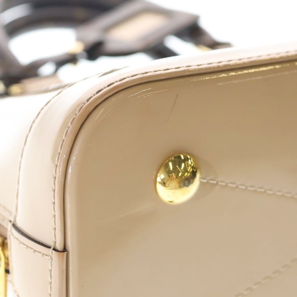 Louis Vuitton Alma Shoulder Bag Beige Brown Leather Patent Gold — view 5